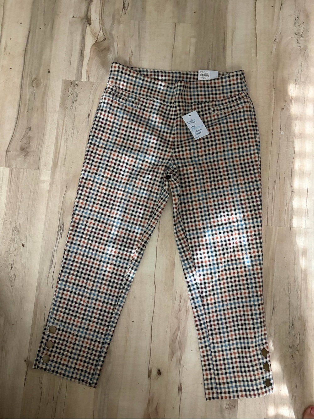 Croft and Barrow Multicolor Gingham Slim Ankle Chinos